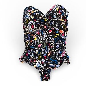 Anne Cole Strapless Paisley One-Piece Swimsuit Size 16 NWOT MSRP $98